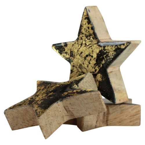 Artikel Trästjärnor jul svart guld glans Ø5cm 8 st