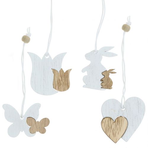 Floristik24 Dekorationshängare fjäder vit / natur 12st