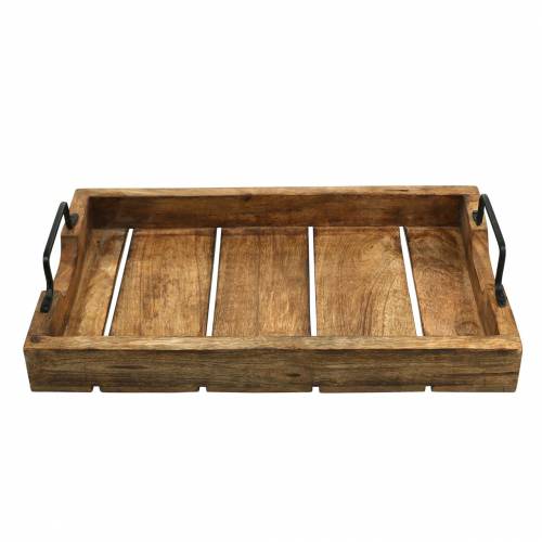 Floristik24 Träbricka med handtag mango antikt utseende 38,5 × 25cm