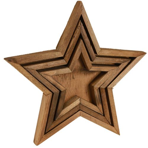Artikel Träbricka Stjärndekoration i brun Ø38/29/22cm Set om 3