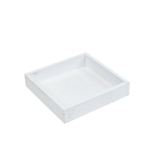 Artikel Träbricka vit bricka kvadratisk 14cm × 14cm × 3cm 5st