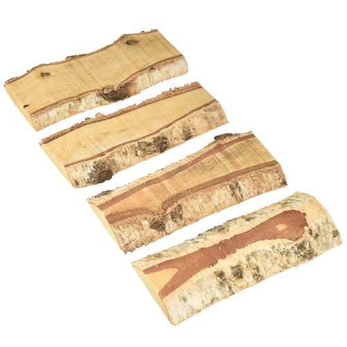 Artikel Träbricka med dekoration av trädbark och björkträ 25×10×2 cm 4 stycken