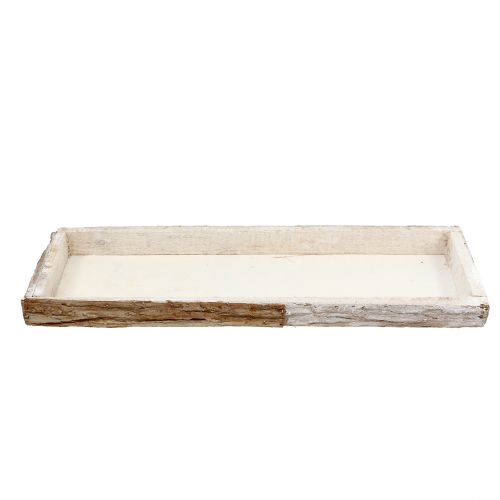 Artikel Träbricka med bark naturvitmålad 59×20cm 2st