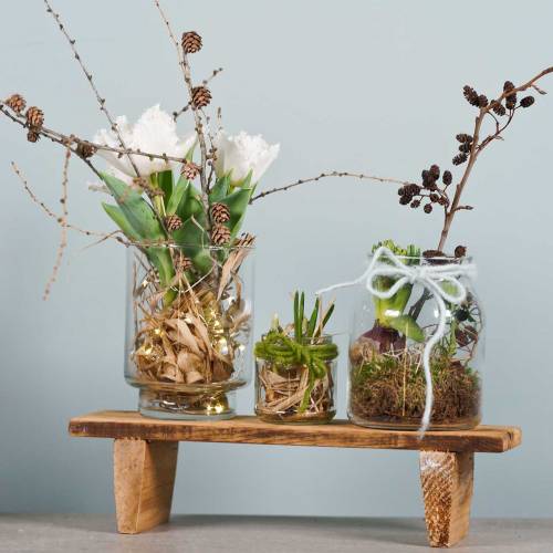 Floristik24 Träbricka med fötter natur 58cm H10cm