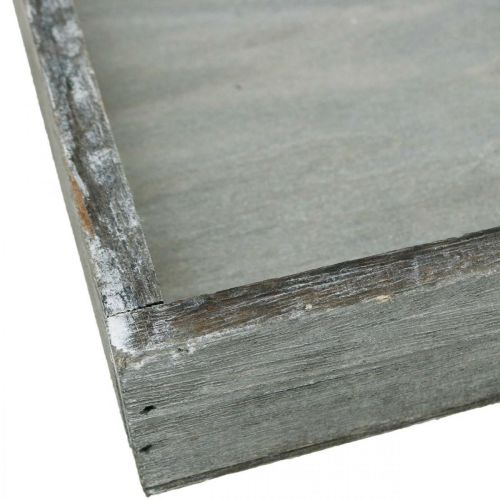 Artikel Bricka trä fyrkantig grå, tvättad vit dekorbricka 19×19cm