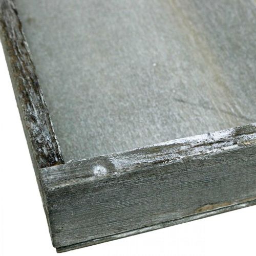 Artikel Bricka trä fyrkantig grå, vit bordsdekoration Shabby Chic 24,5×24,5cm