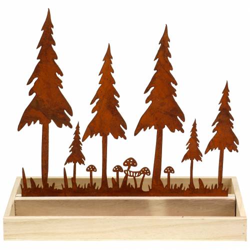 Floristik24 Träbricka, skogssiluett, rostfritt stål, 30cm x 15cm