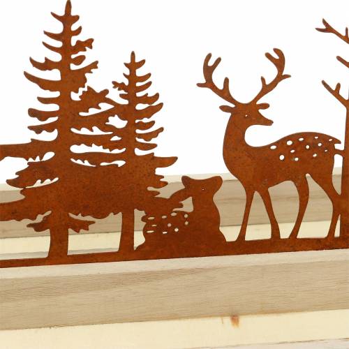 Floristik24 Vedbricka skog med djur 35cm x 15cm
