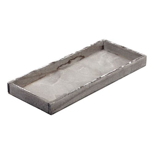 Floristik24 Träbricka vintage fyrkantig dekorativ bricka trägrå 35×15×3cm