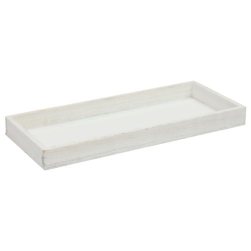 Floristik24 Träbricka vit dekorativ bricka shabby chic trä 35×15×3cm