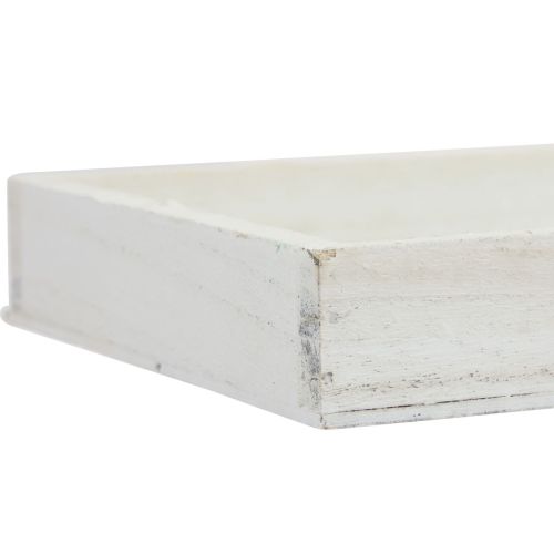 Floristik24 Träbricka vit dekorativ bricka shabby chic trä 35×15×3cm