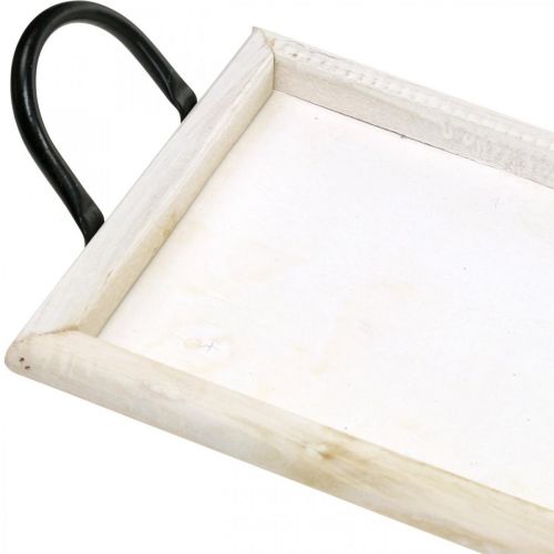Floristik24 Fack för dekoration, växtfat med handtag, träljusfack vittvättat L50cm