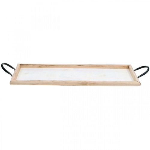 Floristik24 Träbricka med metallhandtag, växtskål, dekorativ bricka natur L50cm