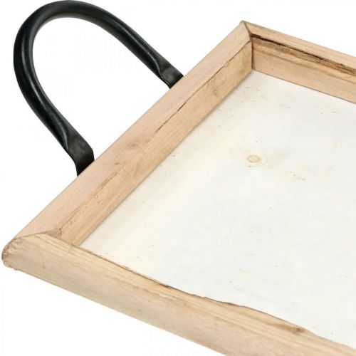 Floristik24 Träbricka med metallhandtag, växtskål, dekorativ bricka natur L50cm