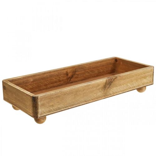 Floristik24 Träbricka Rektangulär dekorativ bricka med fötter 34×14×7cm