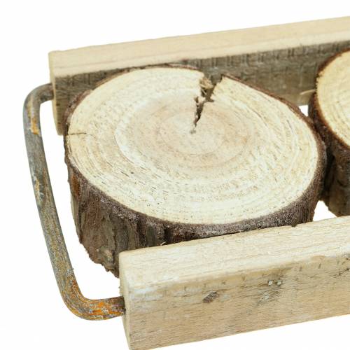 Artikel Dekorativ bricka trä med trädskivor 34cm x 12cm H3cm