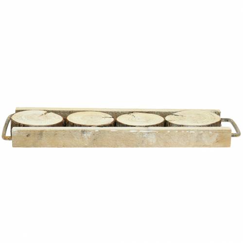 Floristik24 Dekorativ bricka trä med trädskivor 34cm x 12cm H3cm