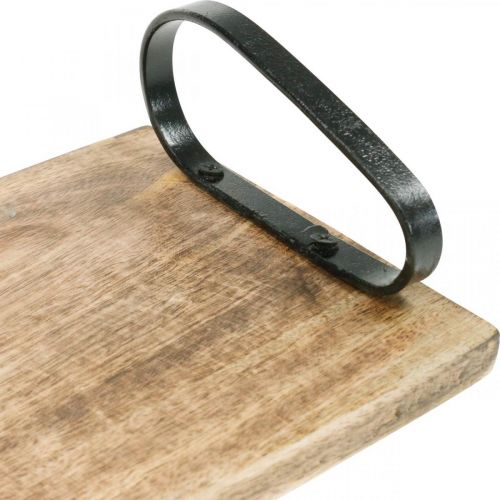 Artikel Träbricka, dekorativ bricka med metallhandtag, bordsdekoration L44cm