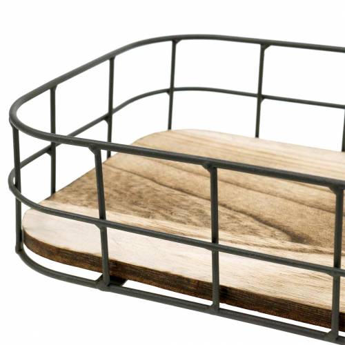 Floristik24 Träbricka med metallkant 45cm 35×25/29×19/42×14cm set om 3