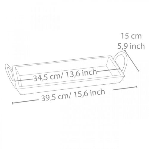 Floristik24 Mangoträbricka, dekorativ skål med metallhandtag, bordsdekoration L39,5cm
