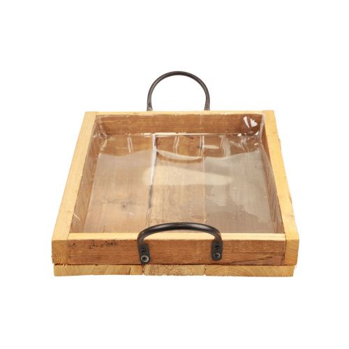 Artikel Träbricka med handtag dekorativ bricka natursvart 35×22,5cm