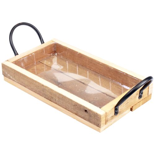 Floristik24 Träbricka med handtag dekorativ bricka natursvart 30×17×5cm