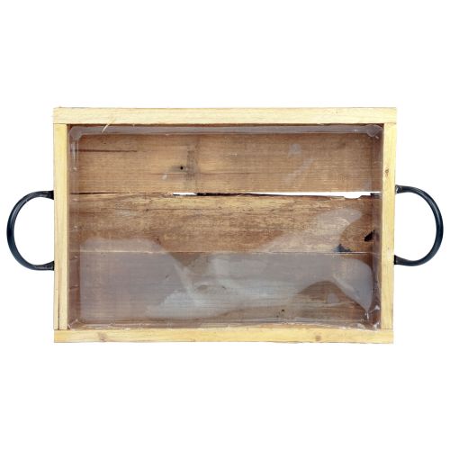 Artikel Träbricka med handtag dekorativ bricka natursvart 40×27,5×5cm