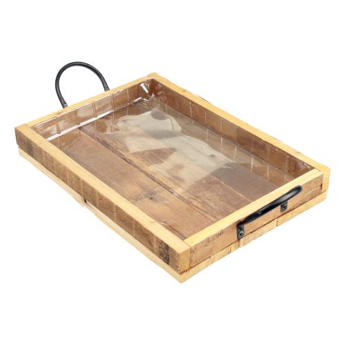 Artikel Träbricka med handtag dekorativ bricka natursvart 40×27,5×5cm