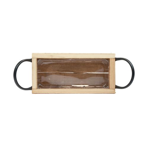 Floristik24 Träbricka med handtag dekorativ bricka natursvart 25×12,5×5cm