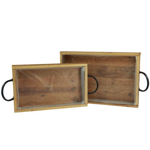 Artikel Träbricka rustik bricka med handtag trä 40/35cm set om 2