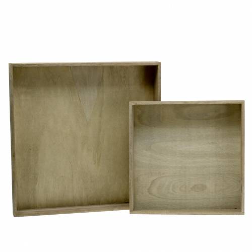 Floristik24 Träbricka naturset om 2 kvadrat 40x40/30x30cm