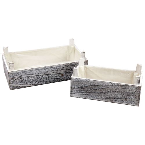 Rektangulär växtlåda i trä vit 32x17/25x13cm set om 2