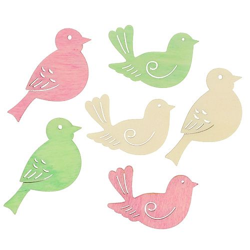 Träfåglar 4cm - 4,5 cm pastell blandade 72st