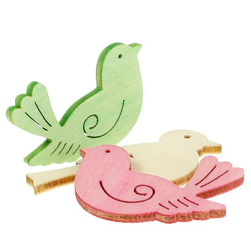 Floristik24 Träfåglar 4cm - 4,5cm pastell sortiment 72 st