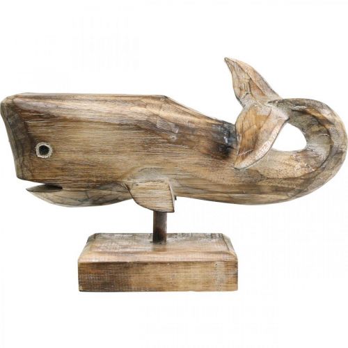 Floristik24 Whale Deco Trä Trä Whale Maritim dekoration Teak Natur 29cm