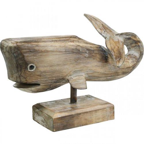 Floristik24 Whale Deco Trä Trä Whale Maritim dekoration Teak Natur 29cm