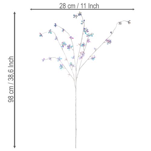 Konstgjord, delikat blommande gren med skimrande blommor, 98 cm | Floristik24.se