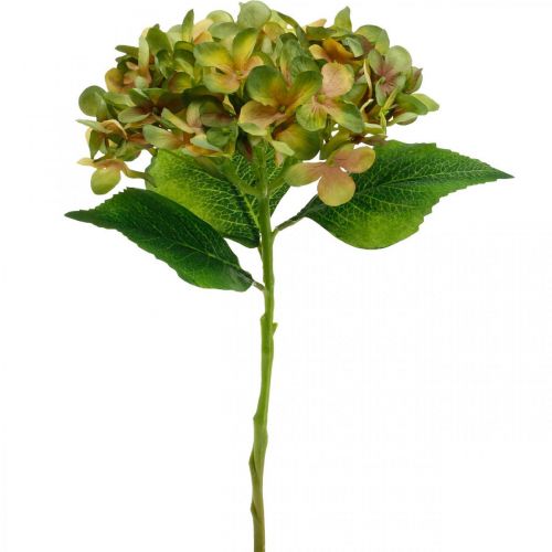 Artikel Hortensia konstgjord Grön, Gul konstgjord blomma H35cm
