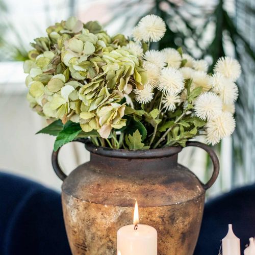 Artikel Hortensia bukett konstgrön, brun 5 blommor 48cm