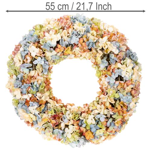 Konstgjord hortensiakrans, färgglad, för dörr och vägg, 55 cm | Floristik24.se