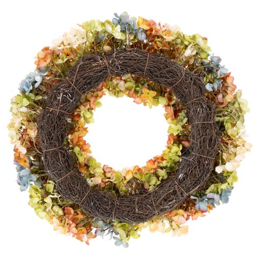 Konstgjord hortensiakrans, färgglad, för dörr och vägg, 55 cm | Floristik24.se
