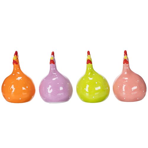 Artikel Keramisk kycklingfigur för färgglada påskdekorationer i vardagsrummet och på borden, 10,5 cm, 4 stycken