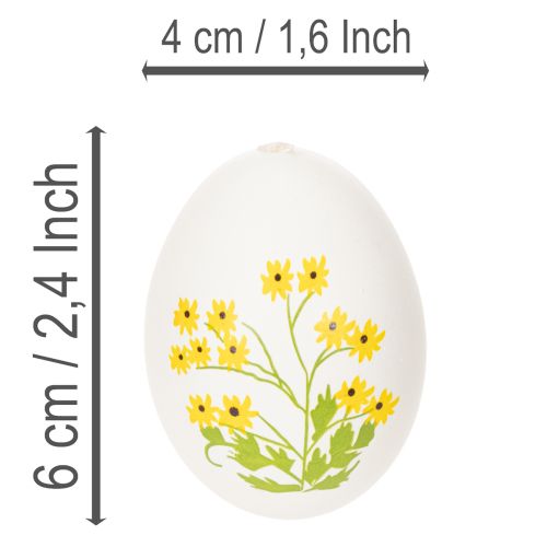 Artikel Påskägg med fina blommotiv för festlig påskdekoration i vardagsrummet, 6 cm, 6 stycken