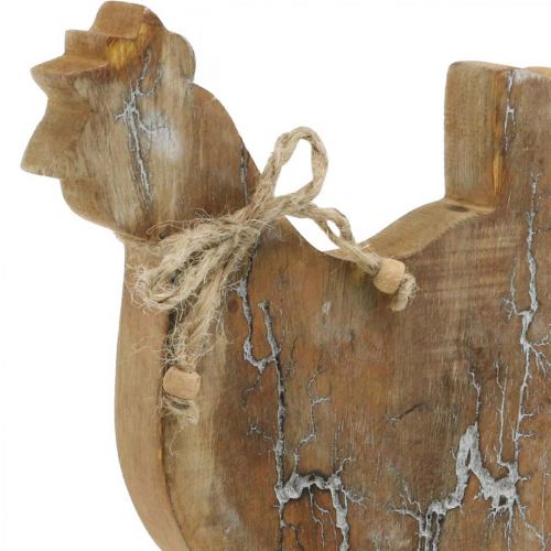 Artikel Träkyckling, vårdekoration, påskfigur natur, vittvättad H26cm