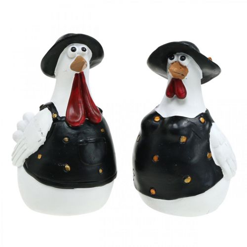 Floristik24 Kycklingpar, påskdekoration, vår, dekorativa kycklingar med hatt H11cm set om 2
