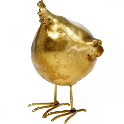 Artikel Deco kyckling påskdekoration figur gyllene rund, H10 cm 2st