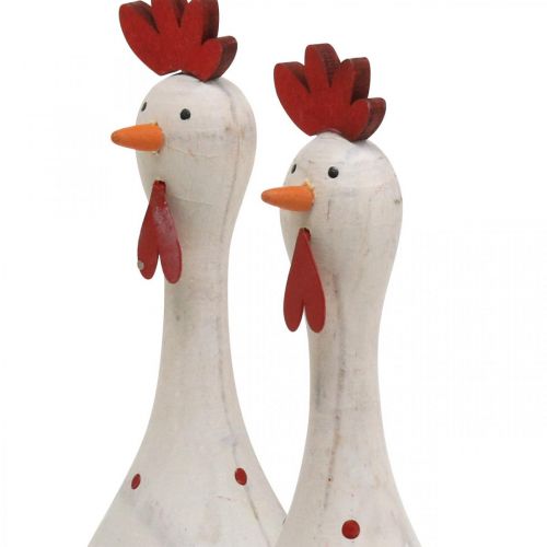 Floristik24 Dekorativ kyckling trä vit dekorativ figur påsk Ø5cm H15cm 2st