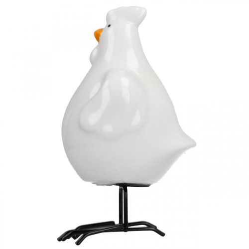 Artikel Dekorativ kyckling med guldägg, påskfigur porslin, påskdekoration höna H12cm 2st
