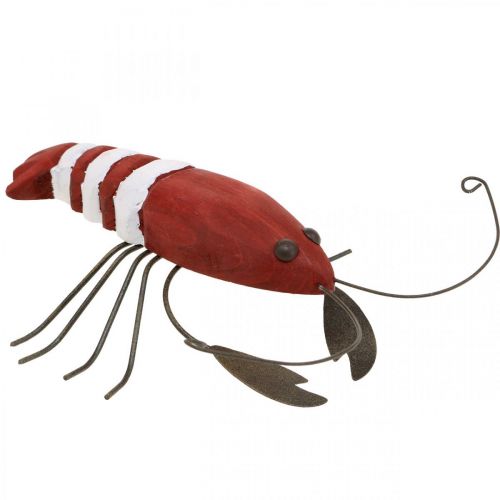Floristik24 Hummer maritim dekorativ figur gjord av trä och metall röd 15x12cm