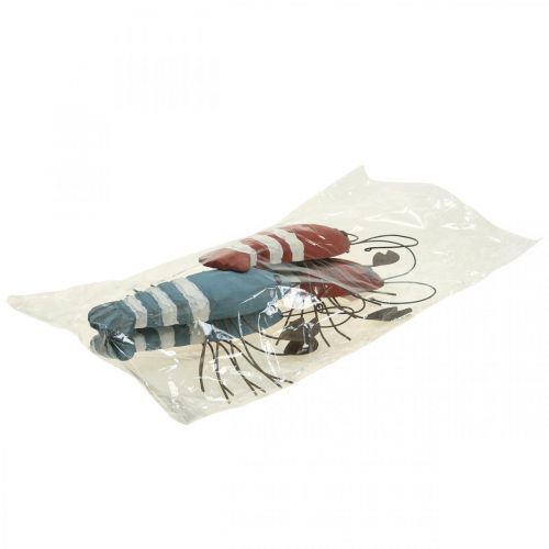 Floristik24 Hummer trä och metall maritim dekoration röd/blå L23cm 4st